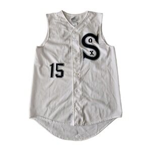 Vtg 90's-00's High Five Red Sox #15 Jersey White Mesh Sleeveless Button-Up M